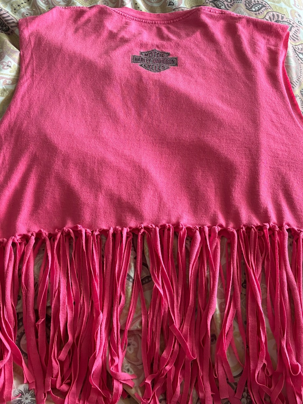 Harley Davidson Pink Fringe Top - Picture 2 of 2